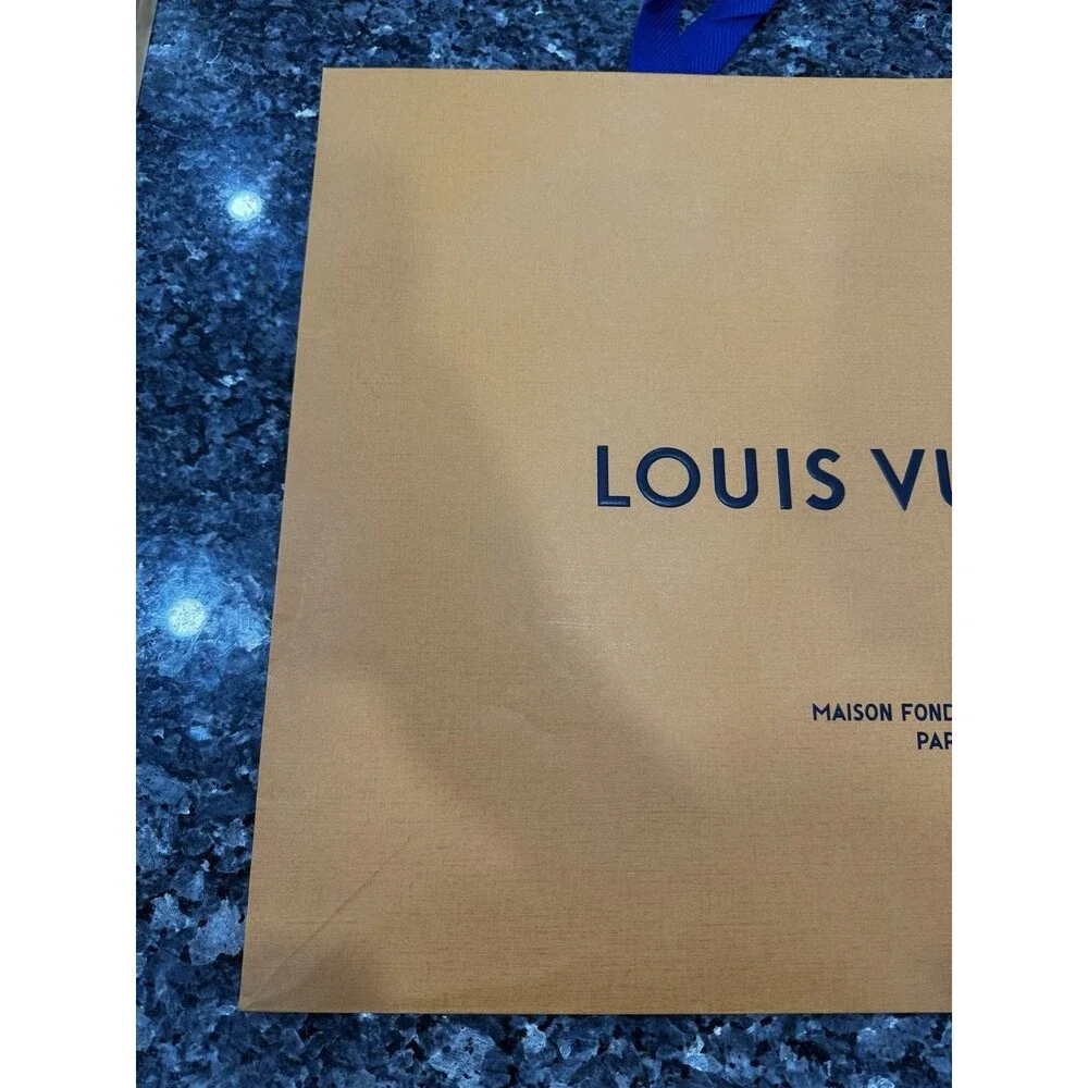 Louis Vuitton Authentic LV Orange Shopping Gift Bundle Empty Bag 23x18x10
